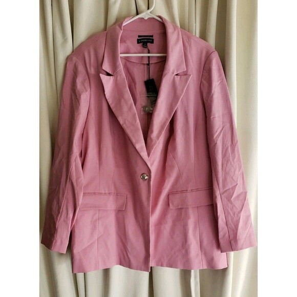 Lane Bryant Jackets & Blazers - Lane Bryant Blazer Size 26 Pink Ponte Knit Stretch One Button Plus Size NWT